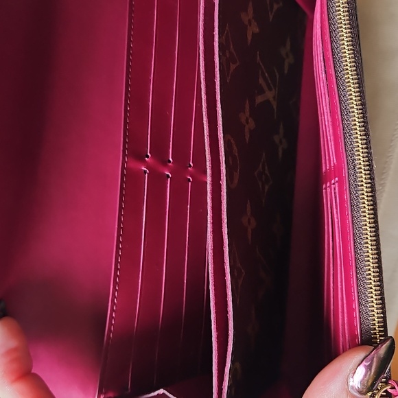 Louis Vuitton Monogram Portefeuille Flore Wallet Pink Leather Chain Insert - Picture 9 of 16